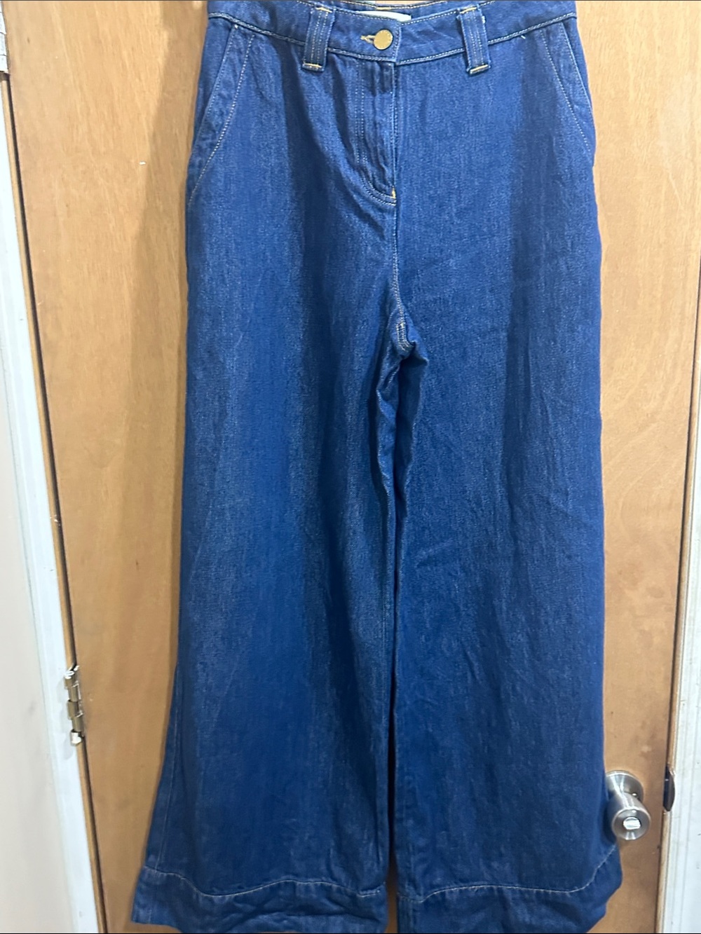 Reiss Navy Wide-Leg Denim Trousers - Picture 2 of 12